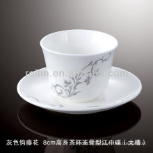 Saludable duradero blanco porcelana horno seguro flor gris vajilla